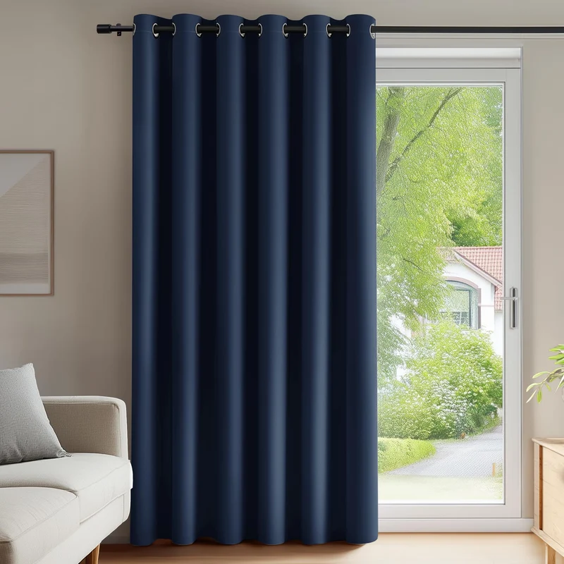 Deconovo Blickdichte Gardinen mit Ösen Verdunklung Thermovorhang Dunkelblau H245 x B200 cm (1er Pack