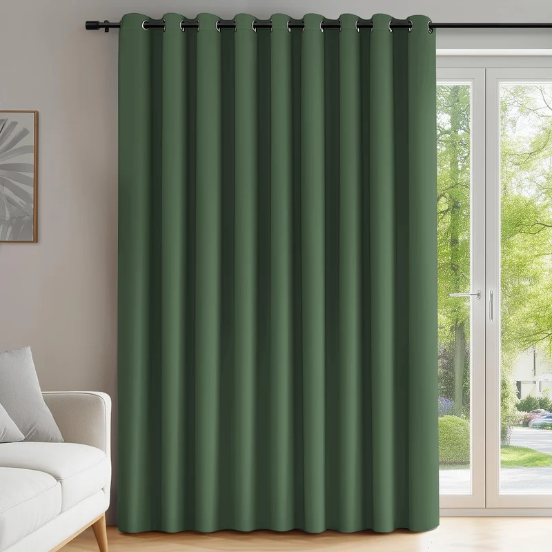 Deconovo Blickdichte Gardinen mit Ösen Verdunklung Thermovorhang Oliv Grün H260 x B300 cm (1er Pack)