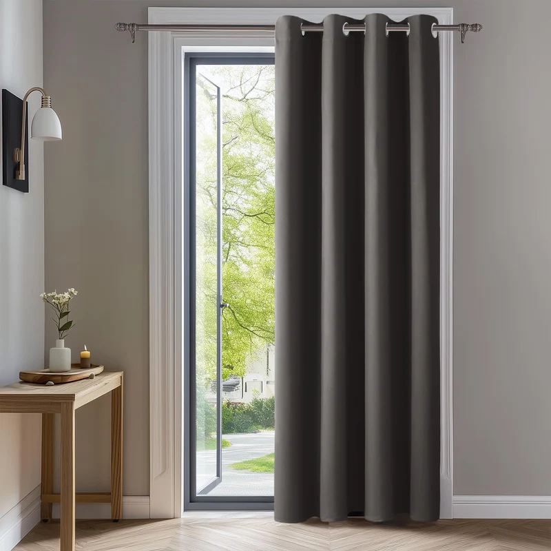 Deconovo Blickdichte Gardinen mit Ösen Verdunklung Thermovorhang Graugrün H240 x B140 cm (1er Pack)