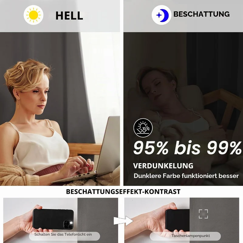 Deconovo Blickdichte Gardinen mit Ösen Verdunklung Thermovorhang Graugrün H240 x B140 cm (1er Pack)