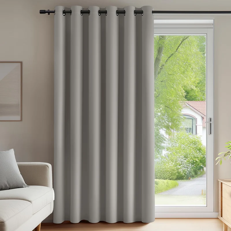 Deconovo Blickdichte Gardinen mit Ösen Verdunklung Thermovorhang Taubengrau H260 x B200 cm (1er Pack