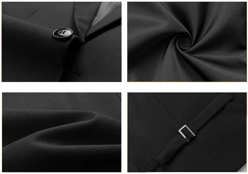 KUDORO Herren Anzüge 3-teilig Slim Fit Eine Knöpfe Sakko Weste Hose L Schwarz1, L Schwarz1