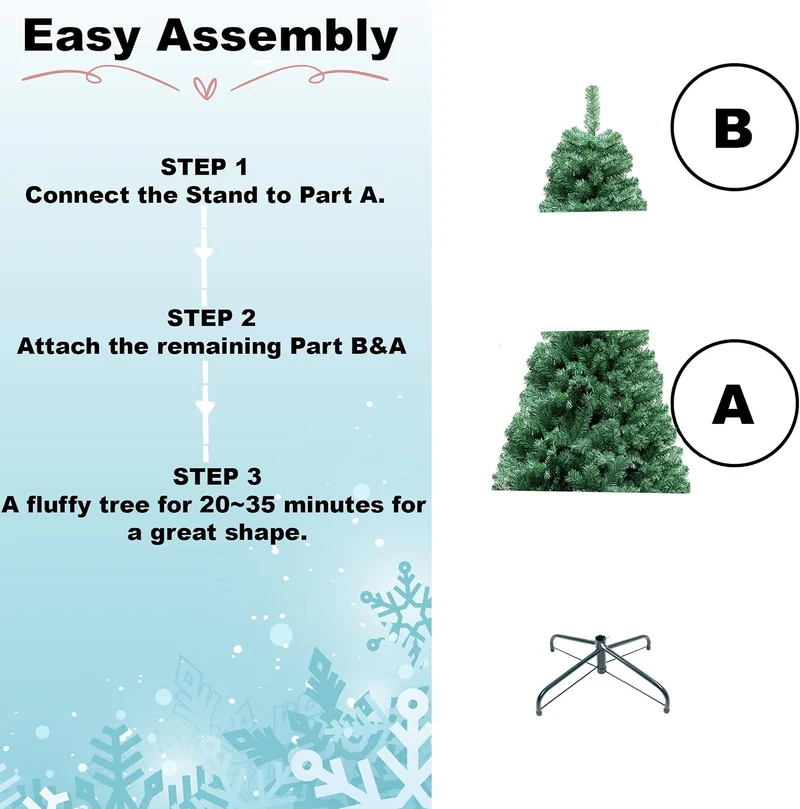 Gift 4 All Occasions Künstlicher Weihnachtsbaum, mit Metallständer, Form Kiefer, 230 Spitzen, 1,2 m,