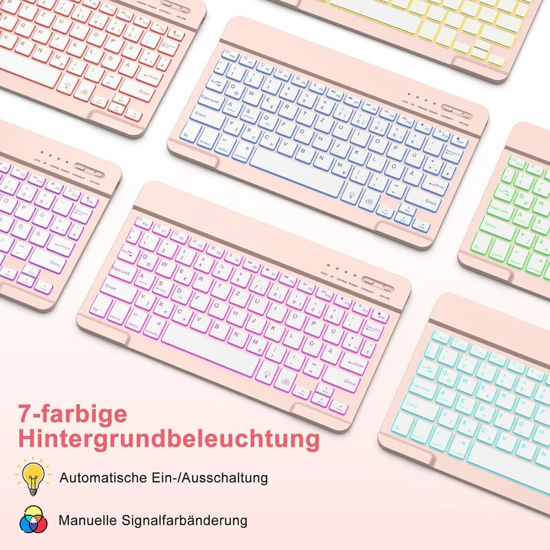 MMK Hülle mit Tastatur für iPad Air 11" M4 2026/M3 2025/M2 2024, QWERTZ Rosa, Rosa