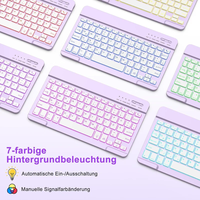 MMK Hülle mit Tastatur für iPad Air 11" M4 2026/M3 2025/M2 2024, QWERTZ Lila, Lila