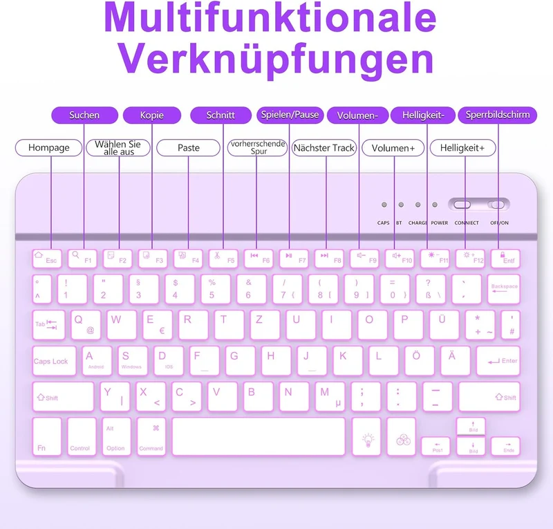 MMK Hülle mit Tastatur für iPad Air 11" M4 2026/M3 2025/M2 2024, QWERTZ Lila, Lila
