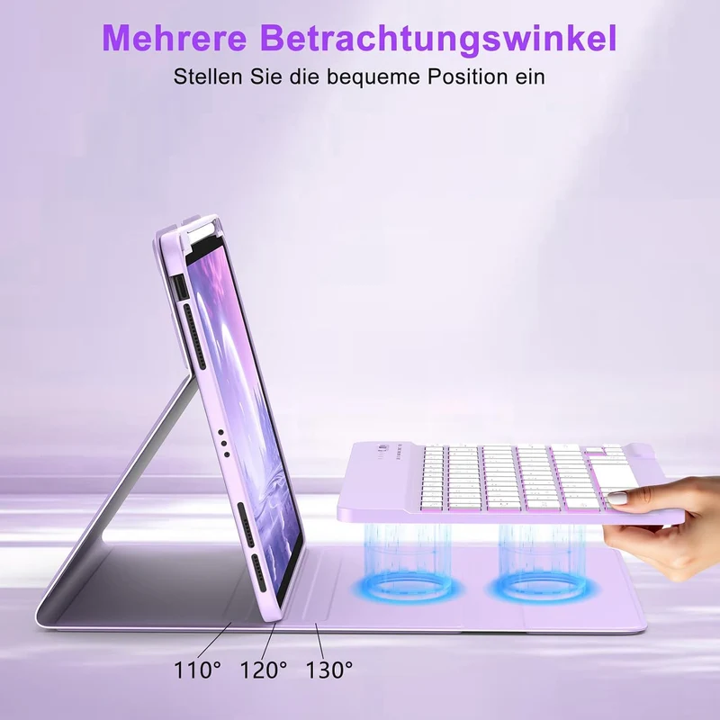 MMK Hülle mit Tastatur für iPad Air 11" M4 2026/M3 2025/M2 2024, QWERTZ Lila, Lila