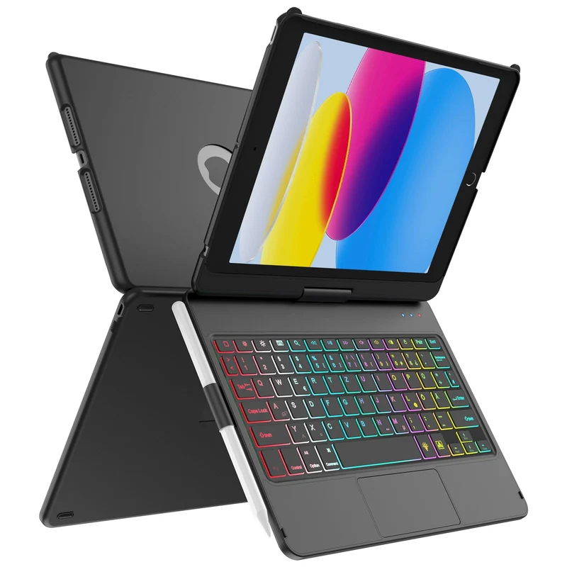 MMK Tastatur Hülle für iPad 10.2 Zoll (9/8/7 Generation 2021/2020/2019) Klassisches Schwarz, Klassis