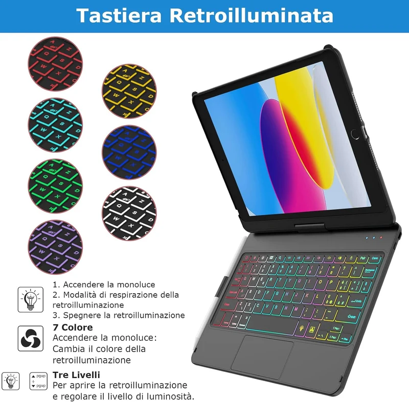 MMK Tastatur Hülle für iPad 10.2 Zoll (9/8/7 Generation 2021/2020/2019) Klassisches Schwarz, Klassis