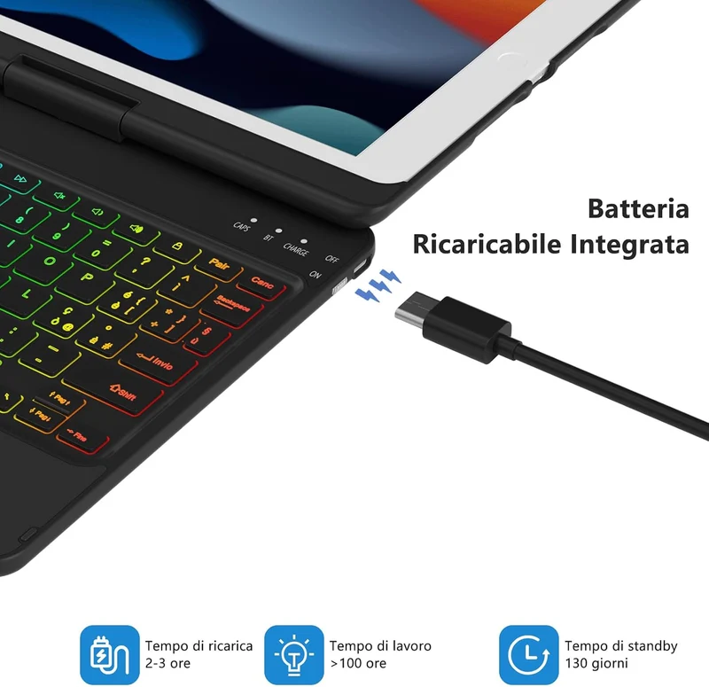 MMK Tastatur Hülle für iPad 10.2 Zoll (9/8/7 Generation 2021/2020/2019) Klassisches Schwarz, Klassis