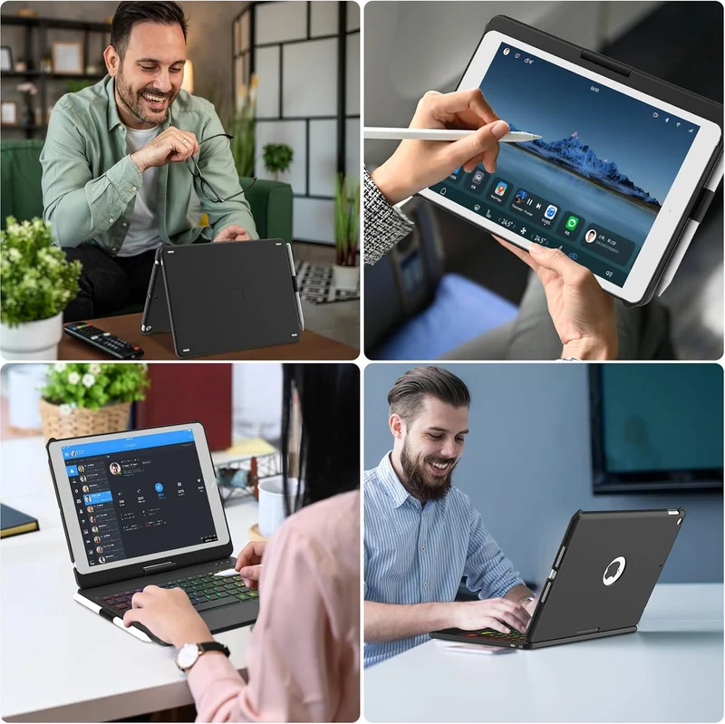 MMK Tastatur Hülle für iPad 10.2 Zoll (9/8/7 Generation 2021/2020/2019) Klassisches Schwarz, Klassis
