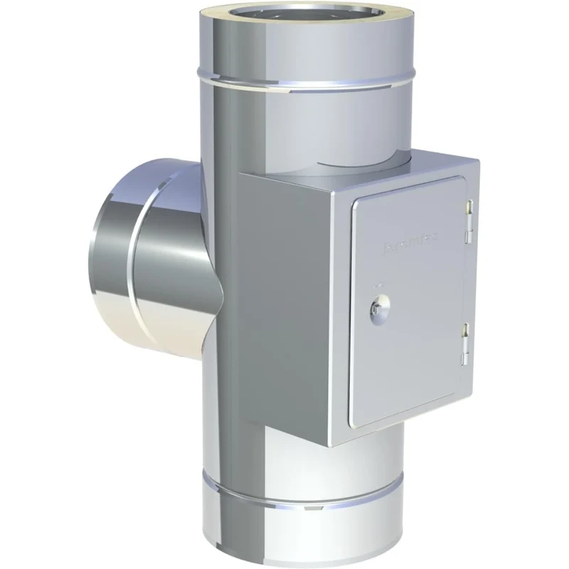 Jeremias DW-FU T-Anschluss 200mm 87 Grad Edelstahl Abgassystem mit Revision gleiche Höhe bis 600 Gra