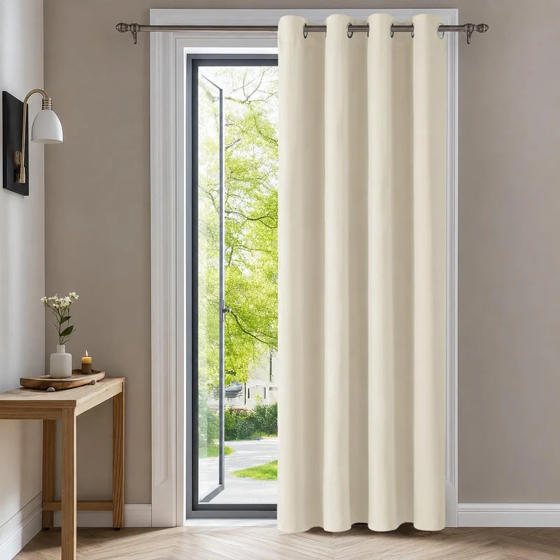 Deconovo Blickdichte Gardinen mit Ösen Verdunklung Thermovorhang Cremeweiss H210 x B140 cm (1er Pack