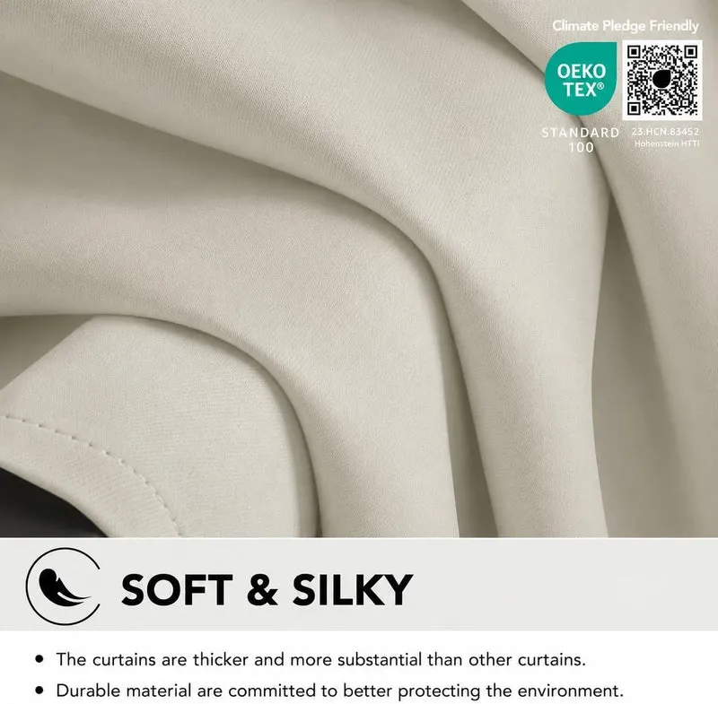 Deconovo Blickdichte Gardinen mit Ösen Verdunklung Thermovorhang Perlgrau H220 x B140 cm (1er Pack)