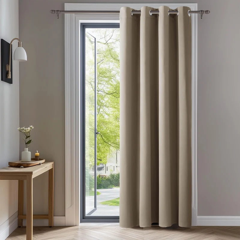 Deconovo Blickdichte Gardinen mit Ösen Verdunklung Thermovorhang Taupe H300 x B140 cm (1er Pack) Tau