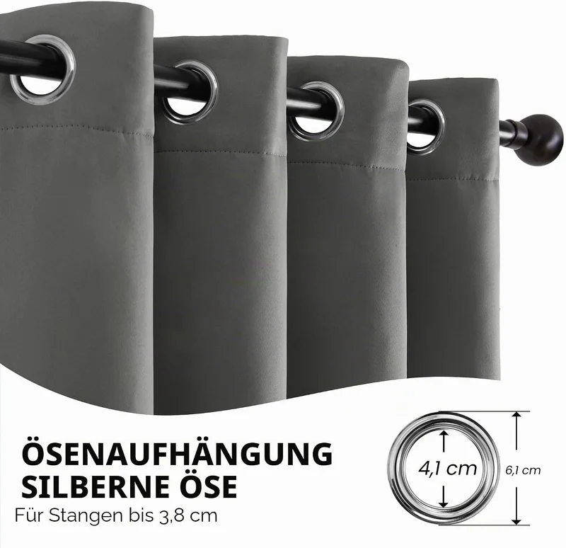 Deconovo Thermovorhang Kälteschutz, Gardinen mit Ösen gegen Kälte, Wärmeisolierend Vorhang Verdunkel