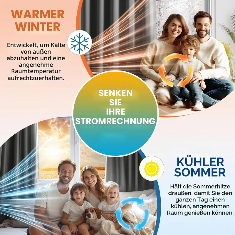 Deconovo Thermovorhang Kälteschutz, Gardinen mit Ösen gegen Kälte, Wärmeisolierend Vorhang Verdunkel