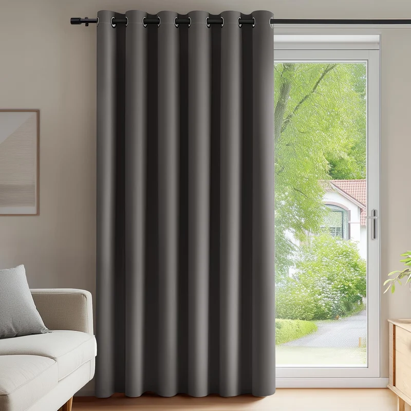 Deconovo Blickdichte Gardinen mit Ösen Verdunklung Thermovorhang Graugrün H260 x B200 cm (1er Pack)