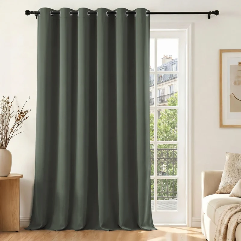 Deconovo Blickdichte Gardinen mit Ösen Verdunklung Thermovorhang Tannengrün H245 x B200 cm (1er Pack