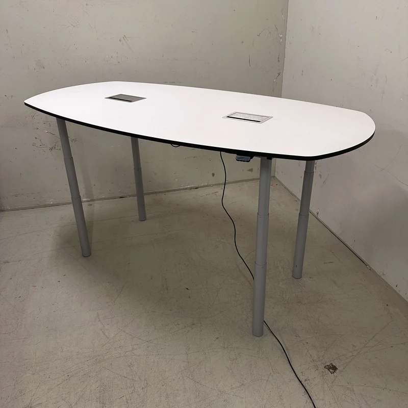Konferenztisch höhenverstellbar 240 x 120 cm weiß