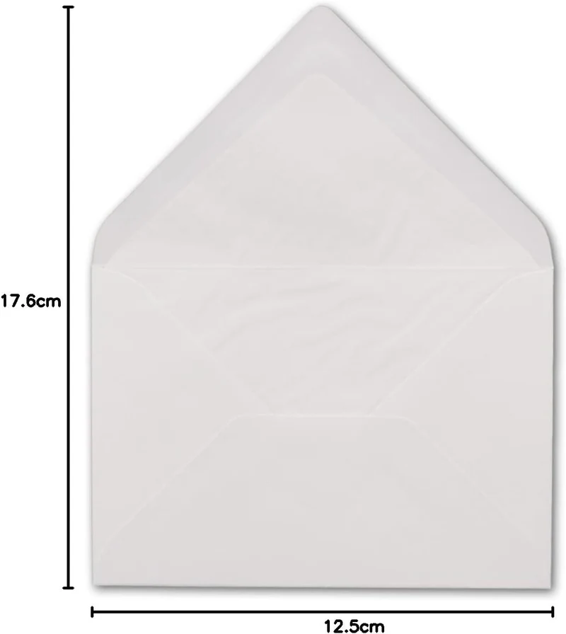 Briefumschläge DIN B6-125 x 176 mm - Superweiss mit weissem Seidenfutter - 100 Stück - EXTRA QUALITÄ