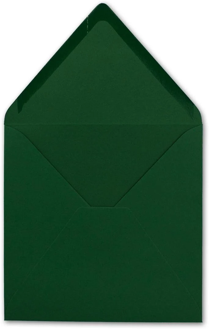 75x Quadratische Briefumschläge in Dunkelgrün (Grün) - 15,5 x 15,5 cm - ohne Fenster, mit Nassklebun
