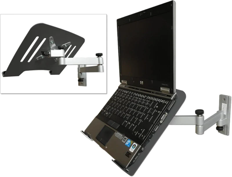 Drall Universal Wandhalterung Halterung für Laptop Netbook Tablet PC - Silber - mit Notebook Adapter