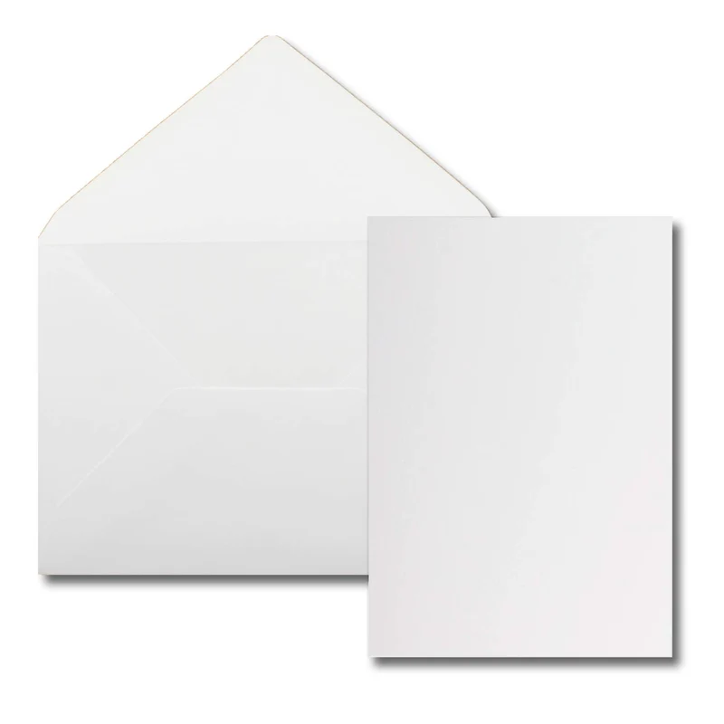 100x Einzelkarten Set mit Briefumschlägen DIN B6 in Hochweiss (Weiss) - 12,0 x 17,0 cm - ohne Falz 1