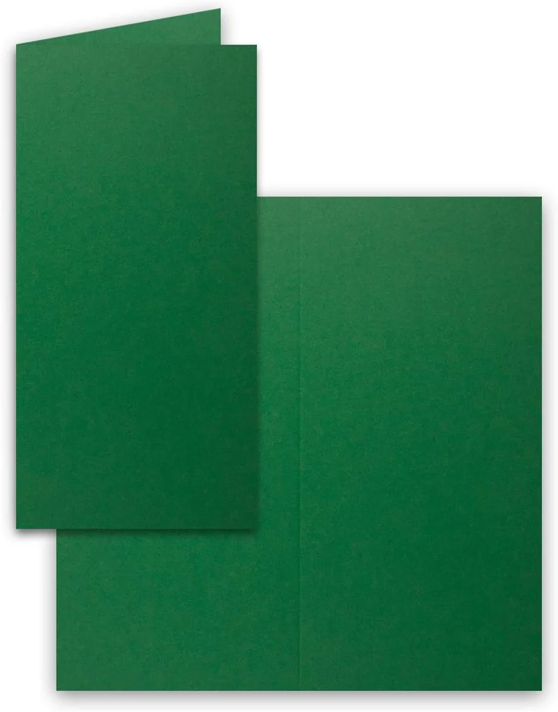 50x Faltkarten-Set mit Briefumschlägen in Dunkelgrün (Grün) DIN Lang - Nassklebung - 21 x 10,5 cm -
