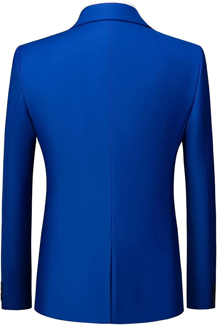 KUDORO Herren Anzüge 3-Teilig Slim Fit Zwei Knöpfe Formell Sakko Weste Hose XL Blaues Juwel1, XL Bla