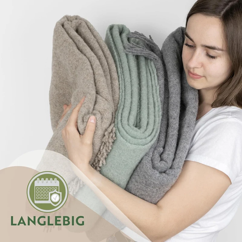 Nostra Zelandia 100% Reine Wolldecke – Warme, atmungsaktive und leichte Wolldecke für Sofa, Bett und