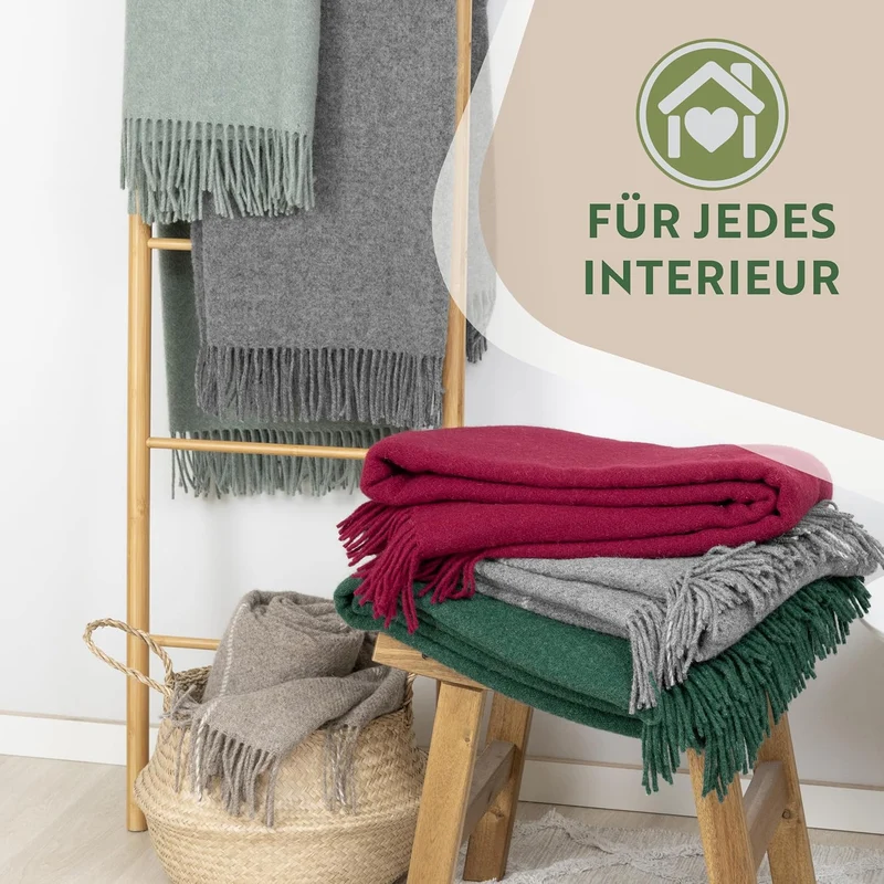 Nostra Zelandia 100% Reine Wolldecke – Warme, atmungsaktive und leichte Wolldecke für Sofa, Bett und