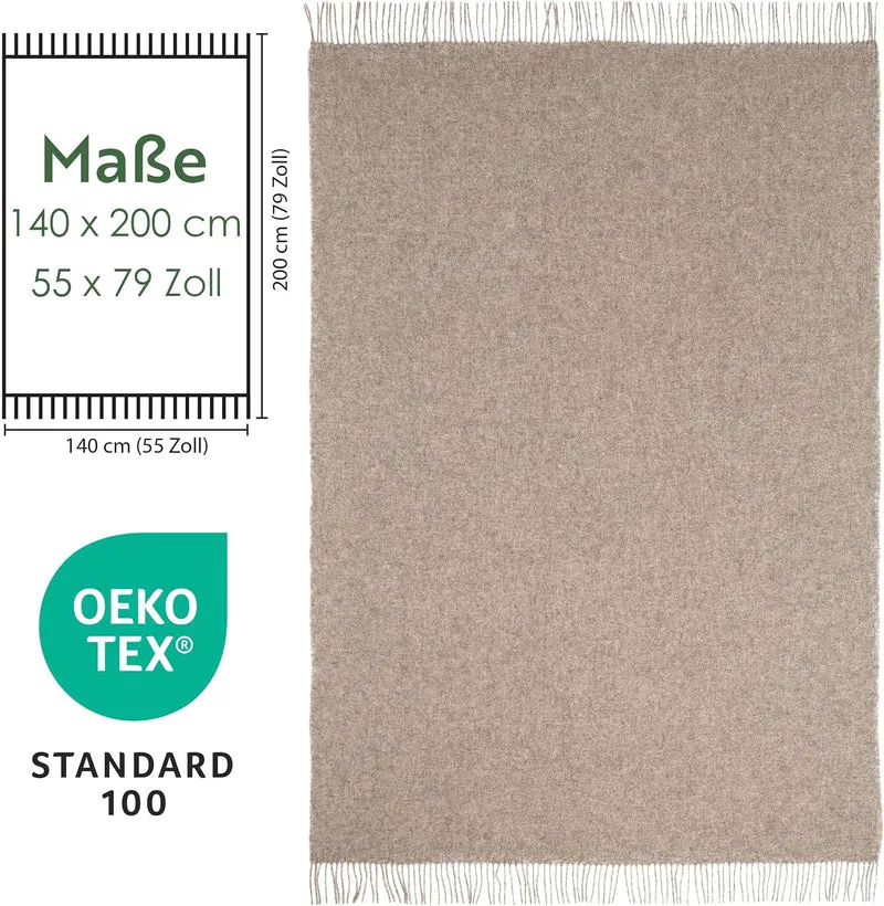Nostra Zelandia 100% Reine Wolldecke – Warme, atmungsaktive und leichte Wolldecke für Sofa, Bett und