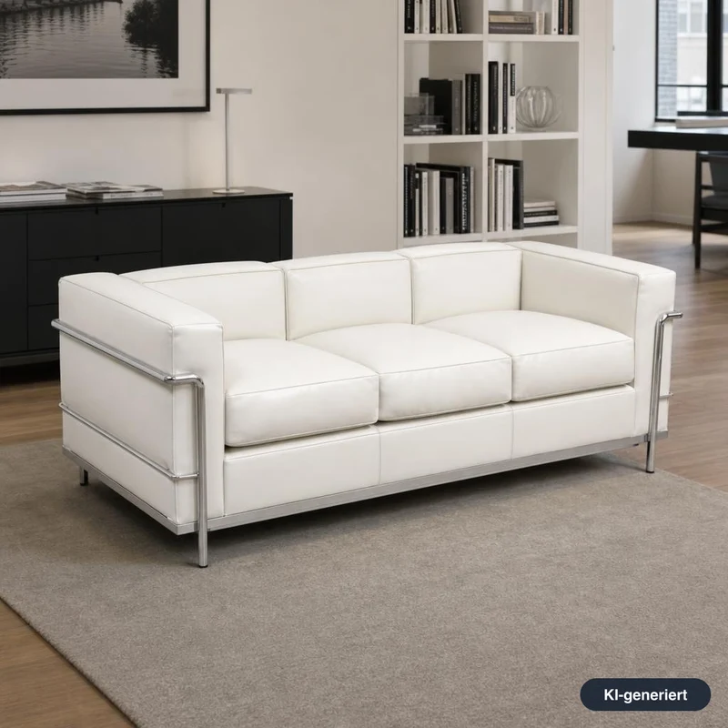 Cassina LC2 3-Sitzer Leder weiß