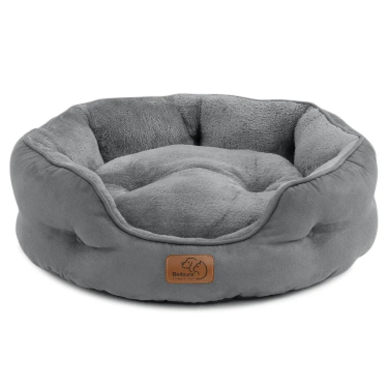 Bedsure Katzenbett waschbar Katzen Bettchen - 51x48x15cm Katzen Bett grau mit zweiseitig Innenkissen