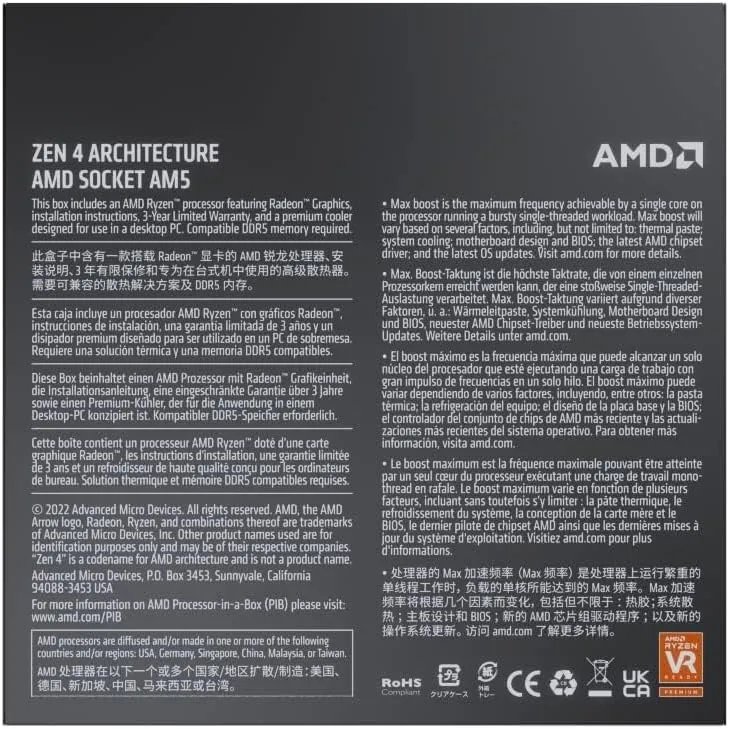 AMD Ryzen 7 7700 Processor 3.8 GHz 32 MB L2 & L3 Box
