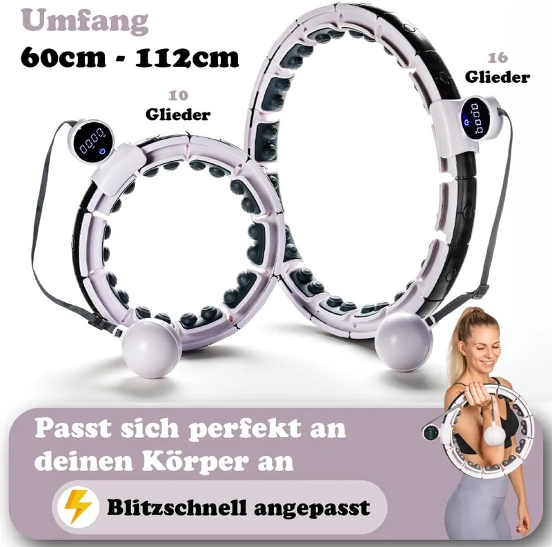 Bellage - Smart Hula Hoop - Smart Hula Hoop Reifen mit Gewicht Ball - Hula Hoop Reifen für Erwachsen