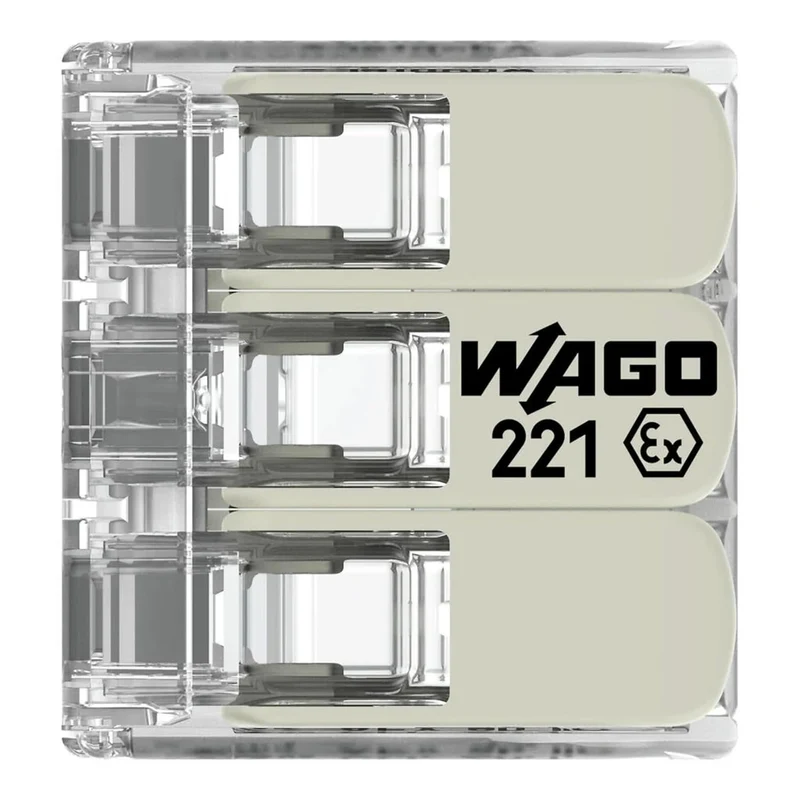 WAGO® Klemme, 3-Leiter, 6 mm², Ex, Verbindungsklemme mit Hebel, 221-683 (30 Stück)