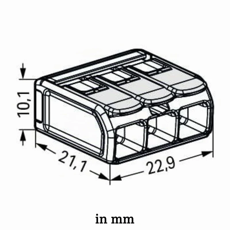 WAGO® Klemme, 3-Leiter, 6 mm², Ex, Verbindungsklemme mit Hebel, 221-683 (30 Stück)