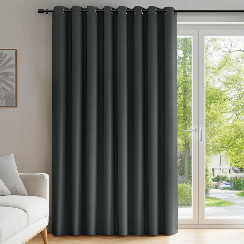 Deconovo Blickdichte Gardinen mit Ösen Verdunklung Thermovorhang Dunkelgrau H260 x B254 cm (1er Pack