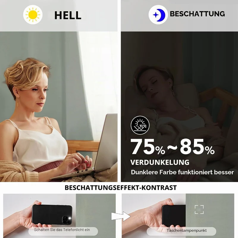 Deconovo Blickdichte Gardinen mit Ösen Verdunklung Thermovorhang Sommergrün H210 x B200 cm (1er Pack