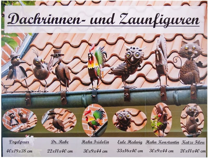 der Hahn FRIDOLIN im Kupfer Look, Dachrinnen Deko f. Zaun, Geländer, Dachrinne