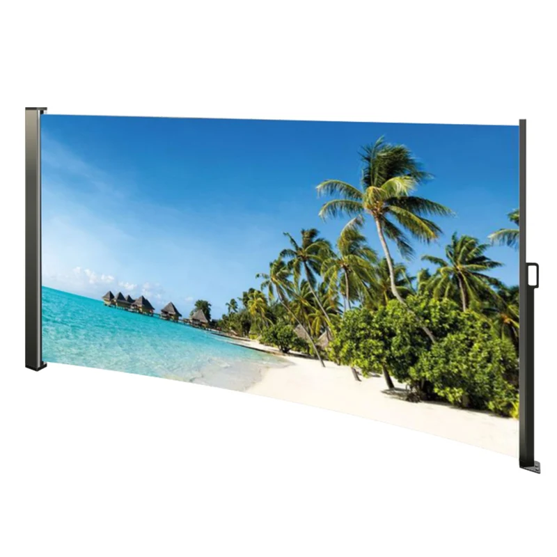 Seitenmarkise mit Fotodruck SÜDSEE, Sichtschutz, Windschutz Auszug rechts, Auszug rechts
