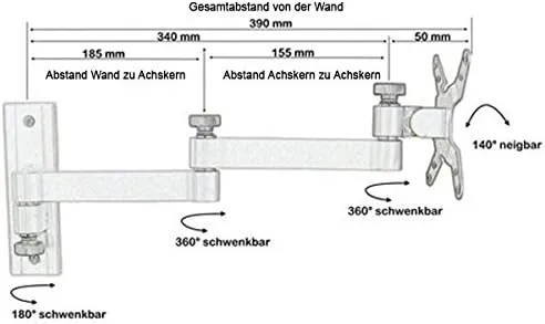 Drall TV Wandhalterung Universal Fernseh Halterung - Schwenkbar Neigbar - Monitor Halter für 3D HD L