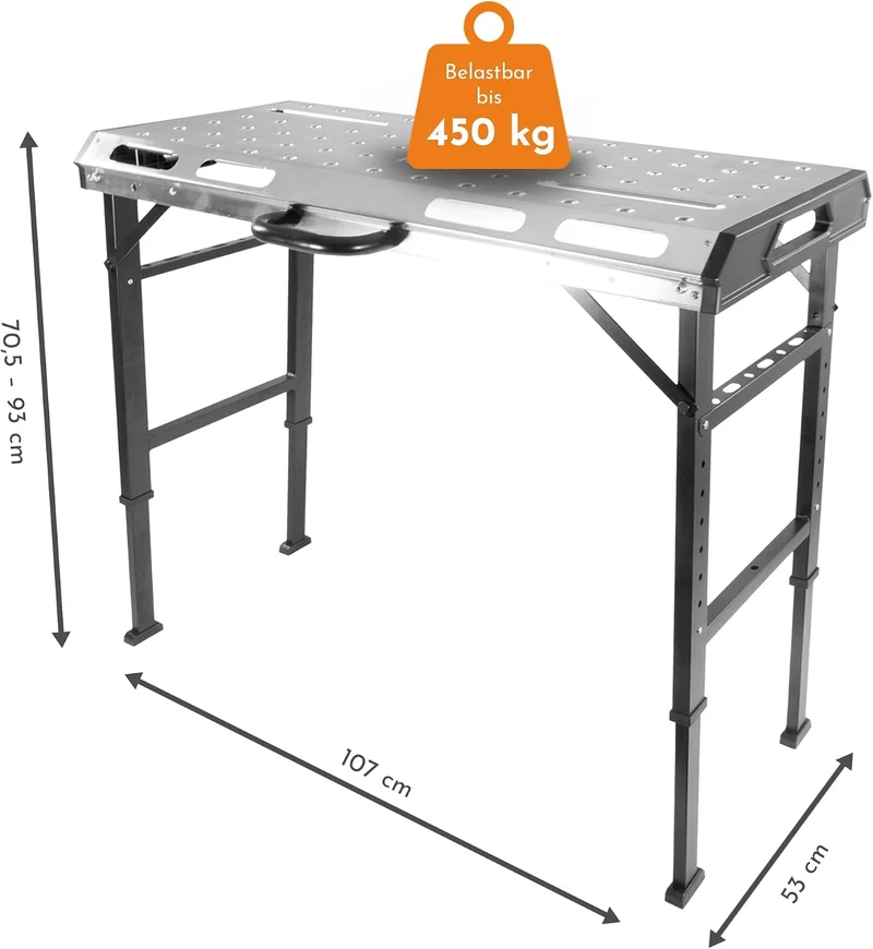 Lemodo Schweisstisch klappbar, 450 kg Tragkraft, 7-Fach höhenverstellbar rechteckig, rechteckig