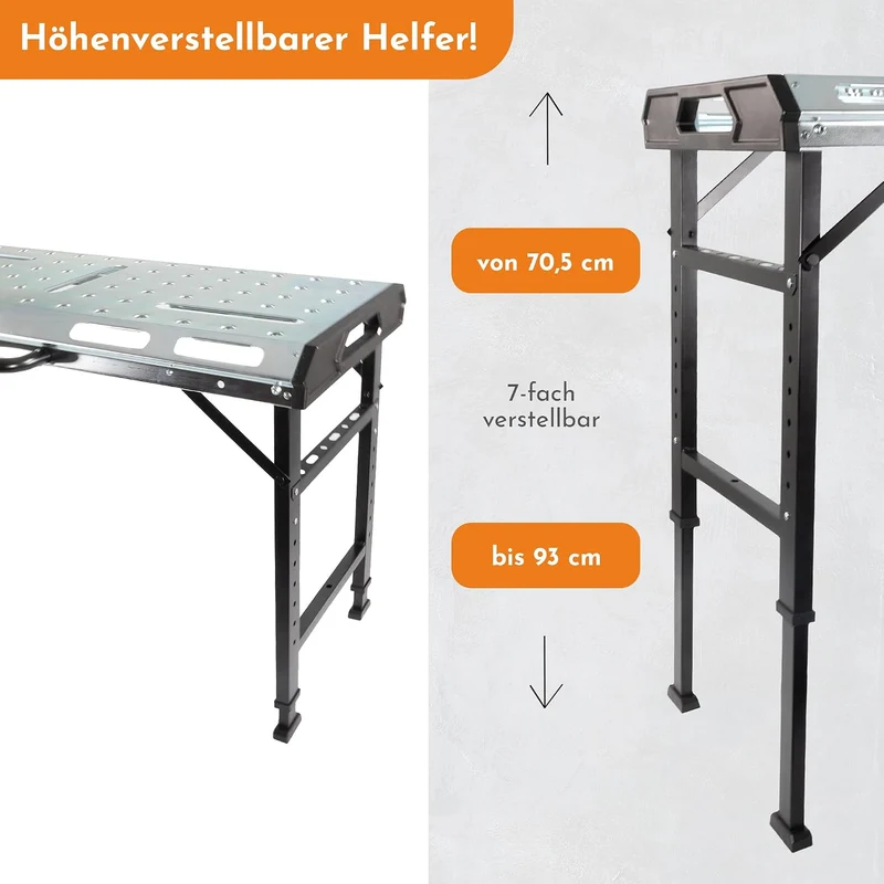 Lemodo Schweisstisch klappbar, 450 kg Tragkraft, 7-Fach höhenverstellbar rechteckig, rechteckig