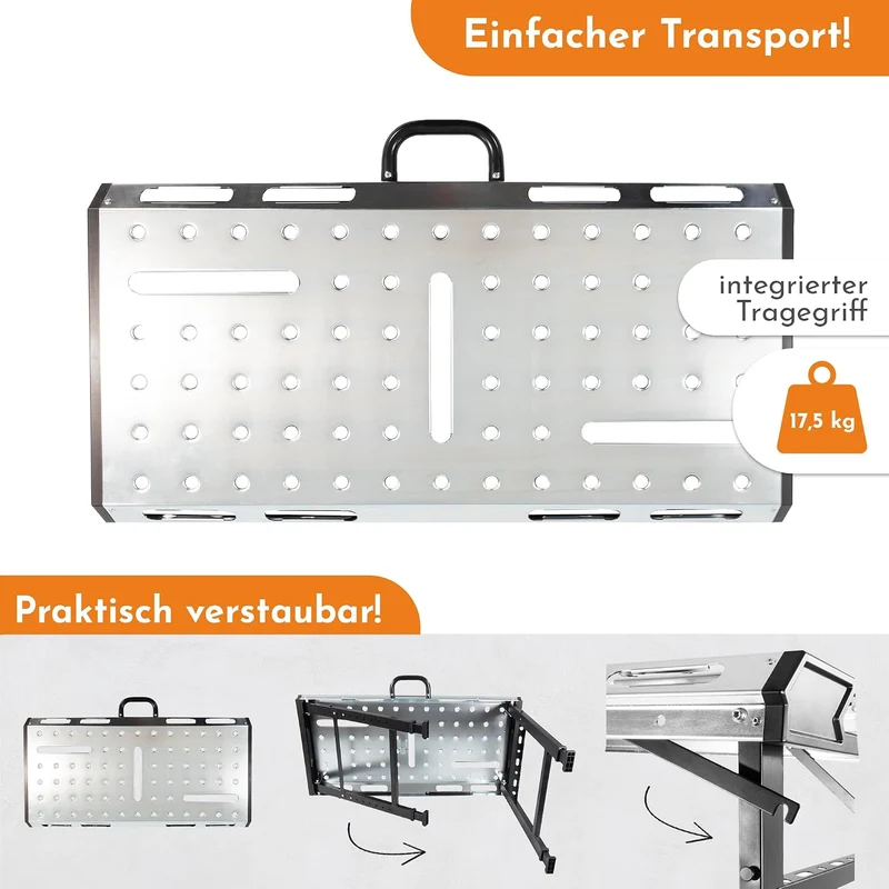 Lemodo Schweisstisch klappbar, 450 kg Tragkraft, 7-Fach höhenverstellbar rechteckig, rechteckig