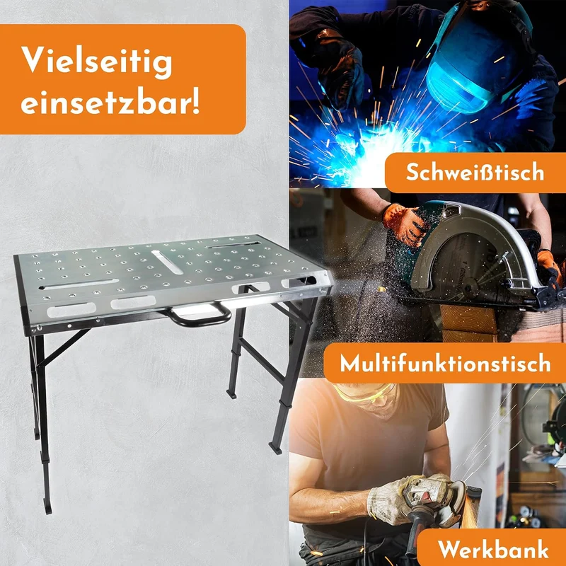 Lemodo Schweisstisch klappbar, 450 kg Tragkraft, 7-Fach höhenverstellbar rechteckig, rechteckig