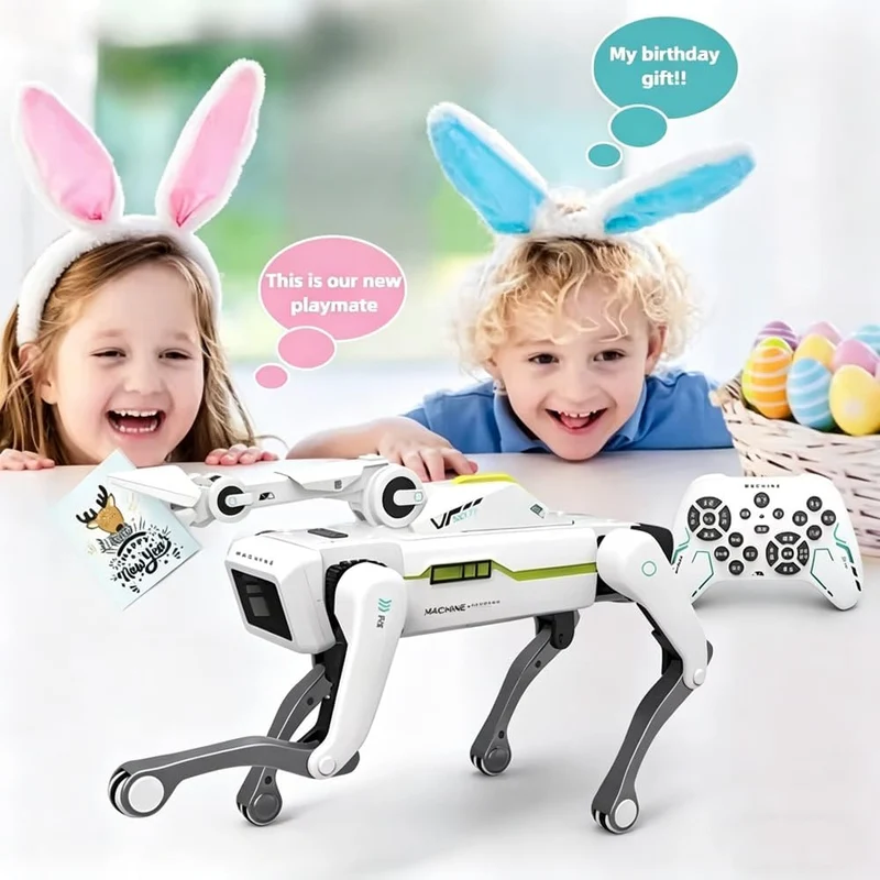 X-Verse 8008 RC Roboter Hund, Sprach und Interagieren mit Langarm Clip, Programmierbarer Tanz Musik