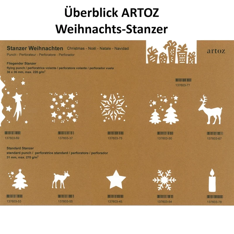 Artoz fliegender Stanzer - FREI POSITIONIERBAR - Kartenstanzer - "Sterne" - Stanze-Locher zum Karten